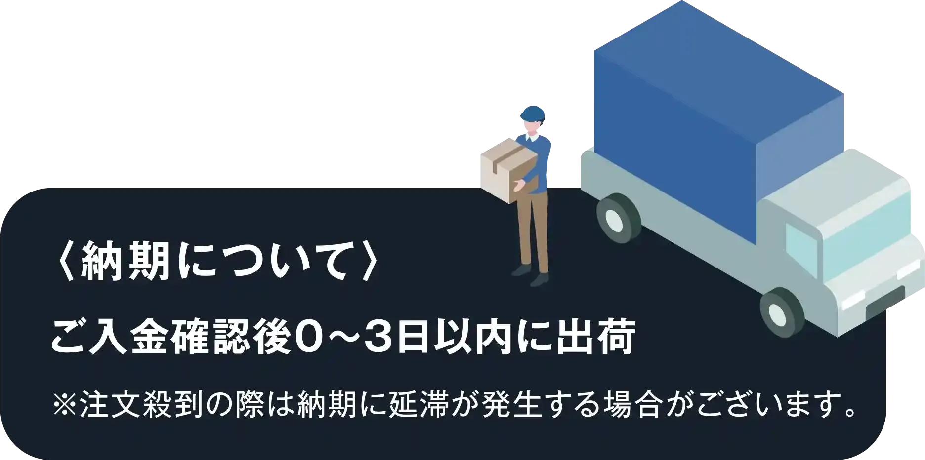 納期について。ご入金確認後０〜3日内に出荷
